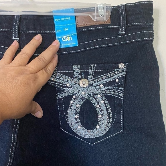 DKIN Distressed Jeans with Pocket Embellishments Size 16W - Picture 9 of 12